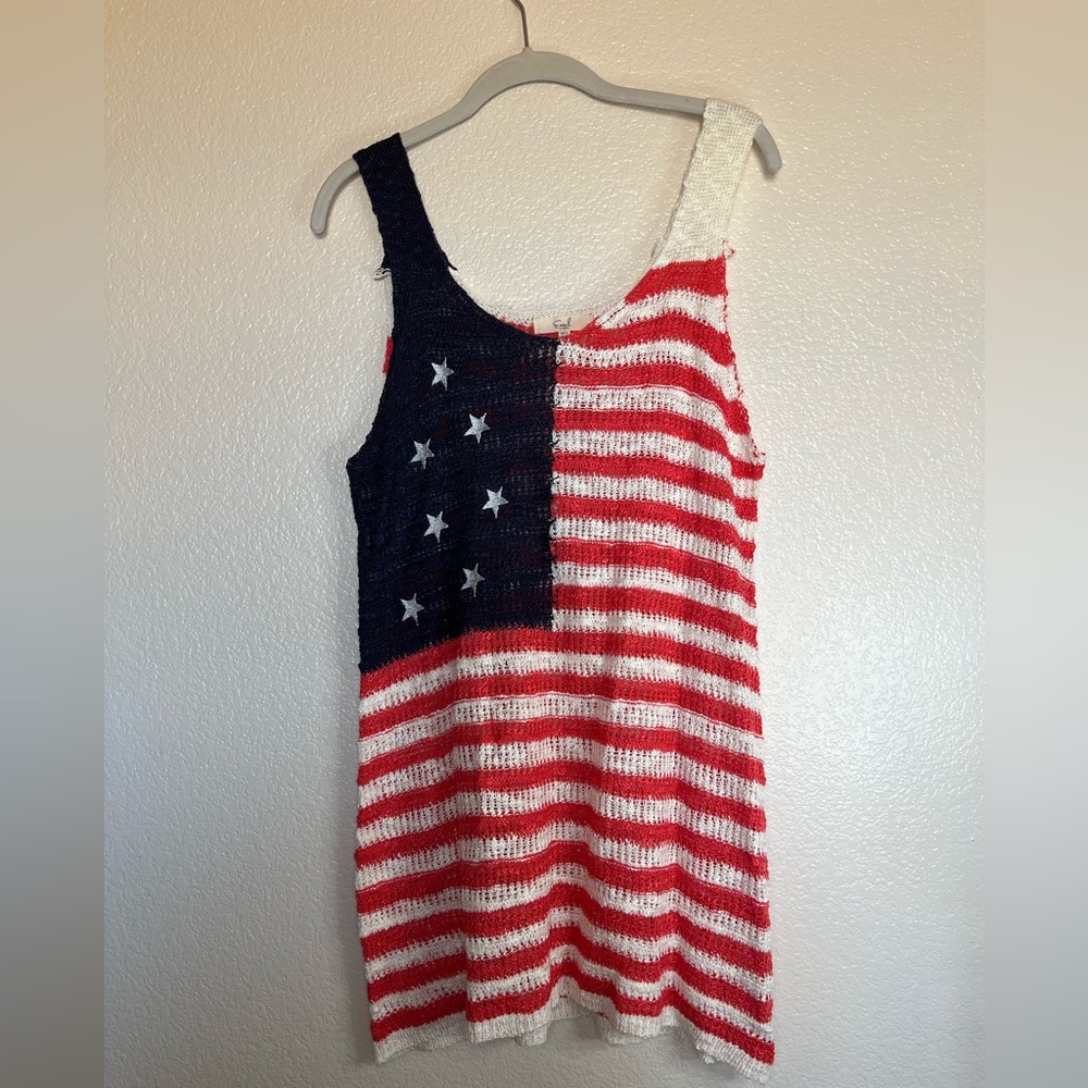 Open knit American flag tank, size M/L